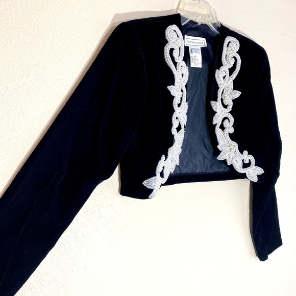 Vintage Jackets & Coats | Embellished Jacket Pearl Velvet Jacket Cropped | Poshmark
